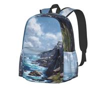 YZHYWJFF Cliff Coast Printed Men'S And Women'S Casual Backpack, Suitable For Daily Use