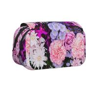 YZHYWJFF Colorful Nature Flower Print Double Clamshell Pen Case with 2 Zipper Pockets, Perfect for School, Sketching, and Travel