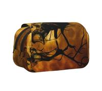YZHYWJFF Crow Print Double Clamshell Pen Case with 2 Zipper Pockets, Perfect for School, Sketching, and Travel