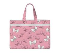 YZHYWJFF Cute Bow Pink Printed Canvas Handbag File Bag, Large Capacity, Dual Pocket Design
