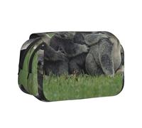 YZHYWJFF Cute Koala Bear Print Double Clamshell Pen Case with 2 Zipper Pockets, Perfect for School, Sketching, and Travel