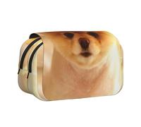 YZHYWJFF Cutest Dog Puppy Print Double Clamshell Pen Case with 2 Zipper Pockets, Perfect for School, Sketching, and Travel
