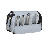 YZHYWJFF Emperor Penguins Chick Print Double Clamshell Pen Case with 2 Zipper Pockets, Perfect for School, Sketching, and Travel