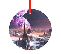 YZHYWJFF Galaxy Stars Hills Printed Circular Glass Pendant, Christmas Tree Decoration