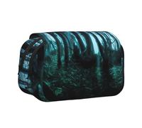 YZHYWJFF Ghost Hid Behind The Trees Print Double Clamshell Pen Case with 2 Zipper Pockets, Perfect for School, Sketching, and Travel