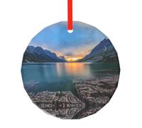YZHYWJFF Glacier National Park Printed Circular Glass Pendant, Christmas Tree Decoration