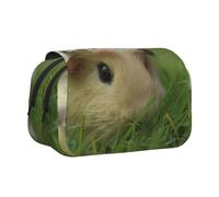 YZHYWJFF Guinea Pig Print Double Clamshell Pen Case with 2 Zipper Pockets, Perfect for School, Sketching, and Travel