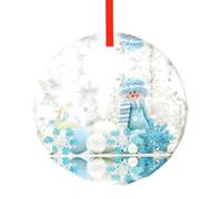 YZHYWJFF Happy Snowman Printed Circular Glass Pendant, Christmas Tree Decoration