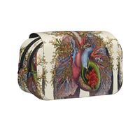 YZHYWJFF Heart Lungs Print Double Clamshell Pen Case with 2 Zipper Pockets, Perfect for School, Sketching, and Travel