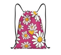 YZHYWJFF Heart Shaped Daisy Printed Lightweight Drawstring Pocket With Adjustable Shoulder Straps