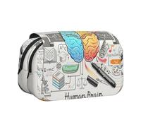 YZHYWJFF Human Brain Print Double Clamshell Pen Case with 2 Zipper Pockets, Perfect for School, Sketching, and Travel