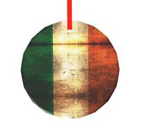 YZHYWJFF Irish Flag Printed Circular Glass Pendant, Christmas Tree Decoration