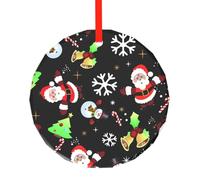 YZHYWJFF Merry Christmas Printed Circular Glass Pendant, Christmas Tree Decoration