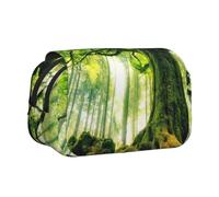 YZHYWJFF Nature Green Big Tree Print Double Clamshell Pen Case with 2 Zipper Pockets, Perfect for School, Sketching, and Travel