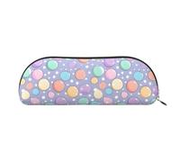 YZHYWJFF Pastel Polka Dot Printed Leather Semi-Circular Storage Bag, Suitable for School, Work, and Business Travel
