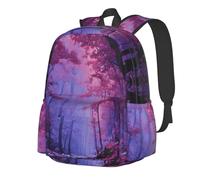 YZHYWJFF Purple Forest Printed Men'S And Women'S Casual Backpack, Suitable For Daily Use