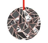 YZHYWJFF Rose Gold Marble Printed Circular Glass Pendant, Christmas Tree Decoration