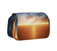 YZHYWJFF Sky with Moon Print Double Clamshell Pen Case with 2 Zipper Pockets, Perfect for School, Sketching, and Travel