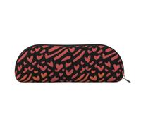 YZHYWJFF Striped Love Heart Printed Leather Semi-Circular Storage Bag, Suitable for School, Work, and Business Travel