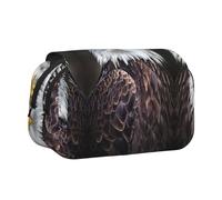 YZHYWJFF White Head Eagle Print Double Clamshell Pen Case with 2 Zipper Pockets, Perfect for School, Sketching, and Travel