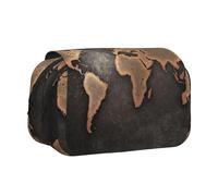 YZHYWJFF World Map Continents Print Double Clamshell Pen Case with 2 Zipper Pockets, Perfect for School, Sketching, and Travel