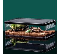 YZHZOM Mini Terrarium, Magnetic Acrylic Cricket Box, Reptile Feeding Box for Snake, Geckos, Frog Lions, Chameleons, Snake, Scorpion, Snail, Insect, Hermit Crab, Isopods (32 x 22 x 10 cm)