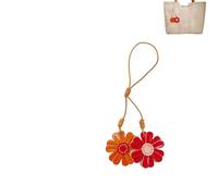 Yzikema Handmade Genuine Leather Flower Bag Charm-Boho Accessories Leather Flowers Key Chain Purse Pendant Charms (A)