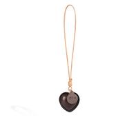 Yzikema Handmade Genuine Leather Heart Bag Charms Keychain - Cute Heart Keychain Charm for Purse Handbags Bag Accessories (Brown)