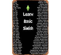 Yzixulet How To Speak Simlish - The Basics To The Unique Language of The SIMS Poster Vintage Retro Metal Sign 8x12 Inch Man Cave Home Wall Decor, 8 x 12 Inch