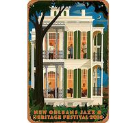 Yzixulet New Orleans Jazz and Heritage Festival 2016 Poster Retro Metal Tin Vintage Sign 12 X 8 Inch Home Bar Man Cave Wall Decor