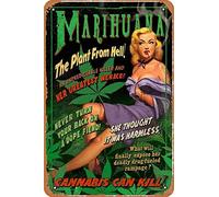 Yzixulet Reefer Madness Poster Retro Metal Tin Vintage Sign 12 X 8 Inch Home Bar Man Cave Wall Decor