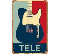 Yzixulet Telecaster Electric Guitar in Poster Style Canvas Print Retro Metal Tin Vintage Sign 12 X 8 Inch Home Bar Man Cave Wall Decor