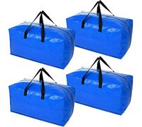 YZK 4 Pack Moving Bags Extra Large Strong, Large Storage Bags for Clothes Bedding Duvets, Large Bags for Moving House with Zips, Moving House Essentials(Blue)