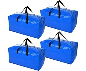 YZK 4 Pack Moving Bags Extra Large Strong, Large Storage Bags for Clothes Bedding Duvets, Large Bags for Moving House with Zips, Moving House Essentials(Blue)