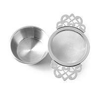 Yzki Tea Filter, Stainless Steel Tea Strainer with Bowl, Lace Double Handles Traditional Loose Leaf Tea Strainer Ultra Fine Mesh Tea Infuser (Silver)