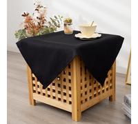 YZKITM Small Square Solid Black Tablecloth 24 x 24 Inch Washable Fabric Table Cloth Wrinkle Resistant Polyester Table Cover for Party Wedding Nightstand Tabletop Decoration