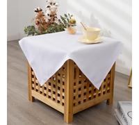 YZKITM Small Square Solid White Tablecloth 24 x 24 Inch Washable Fabric Table Cloth Wrinkle Resistant Polyester Table Cover for Party Wedding Nightstand Tabletop Decoration