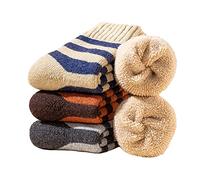 YZKKE 3Pack Mens Super Thick Wool Warm Socks - Soft Comfort Casual Crew Winter Socks, Multicolor-3, One Size