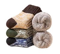 YZKKE 3Pack Mens Super Thick Wool Warm Socks - Soft Comfort Casual Crew Winter Socks, Multicolor-4, One Size