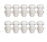 YZM White Fittings Bulkhead Connector 1/4" Tube Quick connect RO Water Filter Pack of 10 (Bulkhead Connector 1/4)