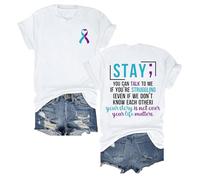 YZMI Suicide Awareness Shirt Women Suicide Prevention Awareness Tshirt, D-white, L