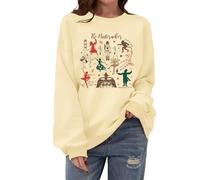 YZMI Women's Christmas Nutcracker Sweatshirt Crewneck Long Sleeve Shirt Xmas Holiday Pullover Tops, C-cream, Large