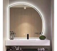 YZMJXNYY Half Moon LED Smart Bathroom Mirror Backlit Semi Circle Frameless Mirror for Entryway, Makeup Mirror, Anti-Fog, Decorative Wall Mirror, 3-Color Dimmable(White,100cm/39.4in)