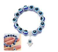 YzmrBdqc Evil Eye Blue Beaded Charm Stretch Bracelet,Evil Eye String Bracelets,Evil Eyes Bracelets,Hand of Fatima Handmade Black String Bracelet,Lucky Evil Eye for Protection and Blessing