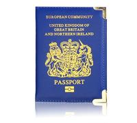 YzmrBdqc Passport Holder, UK Passport Cover Holders Protector, UK PU Leather Passport Cover, PU Leather Travel Passport Wallet, Travel Documents Organizer, for Women and Men (Navy Blue)