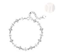 YzmrBdqc Silver Bracelet for Women,Shiny Crystal Bracelet,Adjustable Friendship Link Layered Bracelets Fashion Simple Lucky Four Leaf Charm Bracelet with Cubic Zirconia for Womens Girls