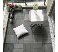 YZNAHRE Composite Decking Tiles 30x30cm Interlocking WPC Decking Boards Deck Tiles with Click System Wood & Plastic Garden Flooring Balcony Flooring Patio Slabs, Anthracite 44pcs