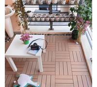 YZNAHRE Composite Decking Tiles 30x30cm Interlocking WPC Decking Boards Deck Tiles with Click System Wood & Plastic Garden Flooring Balcony Flooring Patio Slabs, Brown 11pcs