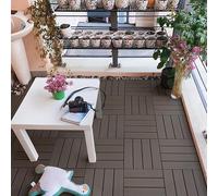 YZNAHRE Composite Decking Tiles 30x30cm Interlocking WPC Decking Boards Deck Tiles with Click System Wood & Plastic Garden Flooring Balcony Flooring Patio Slabs, Coffee 55pcs