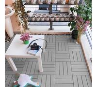 YZNAHRE Composite Decking Tiles 30x30cm Interlocking WPC Decking Boards Deck Tiles with Click System Wood & Plastic Garden Flooring Balcony Flooring Patio Slabs, Grey 11pcs